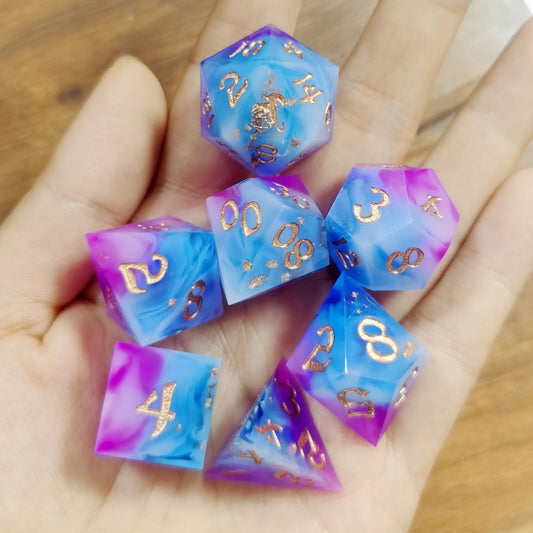 Captured Magic Handmade Sharp Edge Resin Dice-Storm Dragon