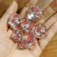 Sharp Edged Dice Set with Metal Black Skulls Inclusion