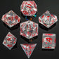 Sharp Edged Dice Set with Metal Black Skulls Inclusion