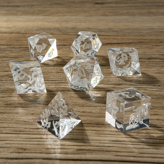 Captured Magic Handmade Sharp Edge Resin Dice-White Crystal