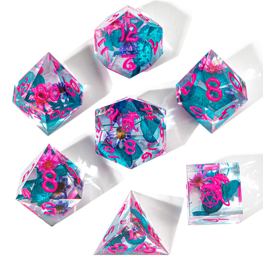 Vapor Wave Blossom Sharp Edge Dice Set