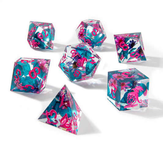 Vapor Wave Blossom Sharp Edge Dice Set