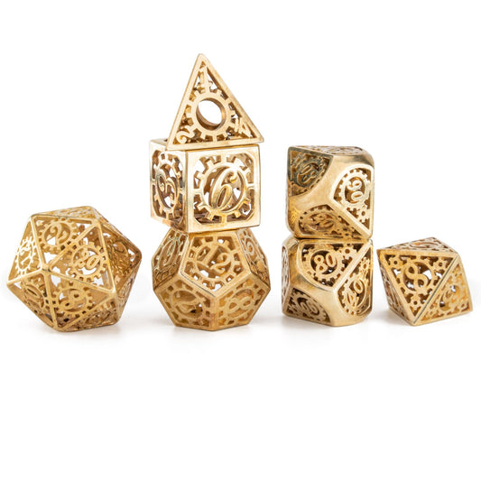 Handcrafted Pure Brass hollow gear cage dice for collection