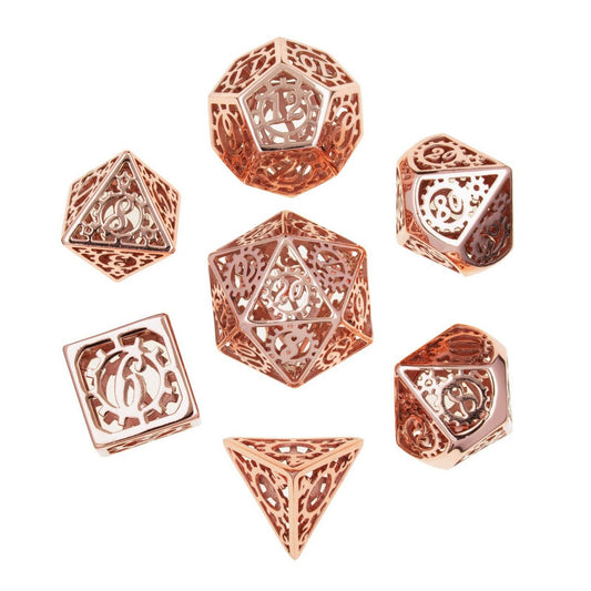 Shiny Copper hollow gear dice set for RPGs