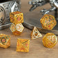 Gold handcrafted hollow steampunk gear cage dice for DnD games - HYMGHO Dice 