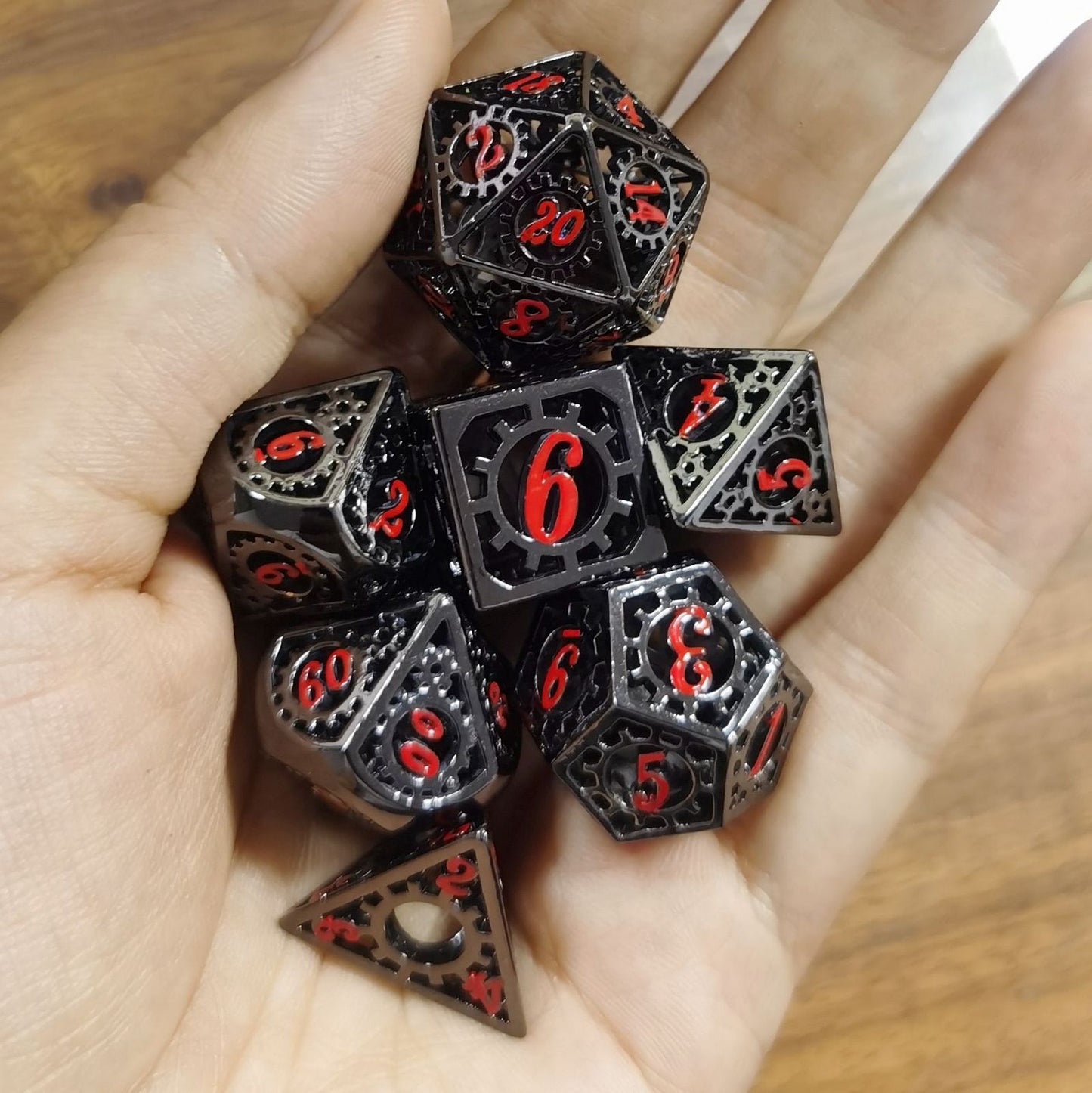 Black with blood number hollow gear dice set for RPG