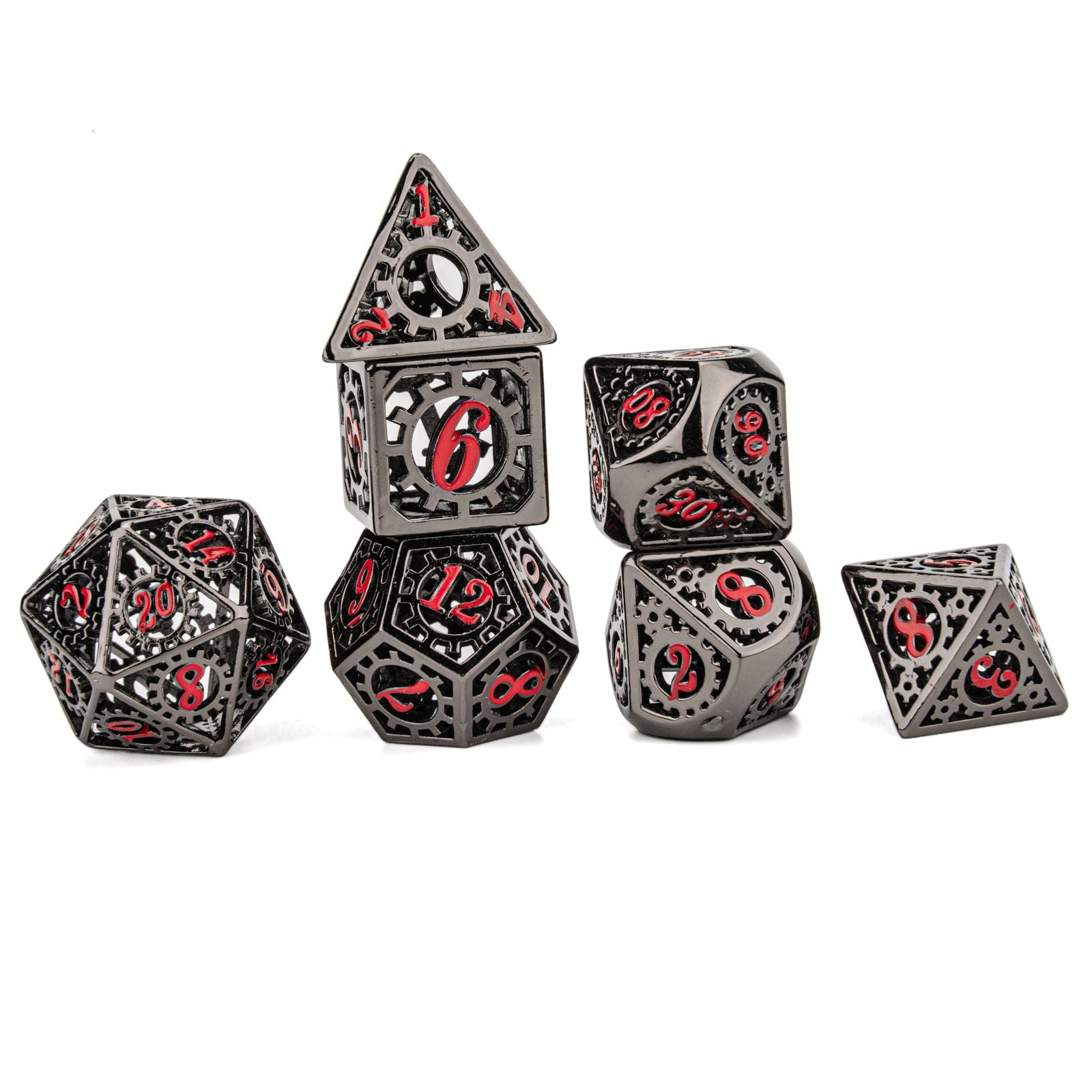 Black with blood number hollow gear dice set for RPG – HYMGHO Dice