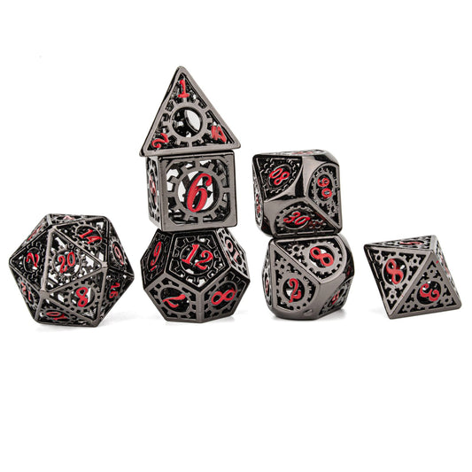Black with blood number hollow gear dice set for RPG