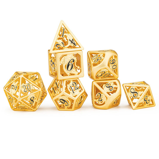 Matt Gold w/ Black Hollow dragon dice set 7 die for D&D games
