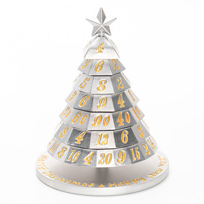 Metal Christmas Tree 7 Dice Set-Silver snow