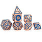 Leyline Copper with blue enamel D&D metal dice for gaming