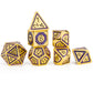 Leyline Gold purple enamel metal D&D dice for RPG gaming