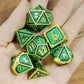 Behemoth Gold with Green Dice Set
