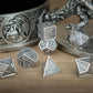Draconis Dark Metal Ancient Silver Dice Set