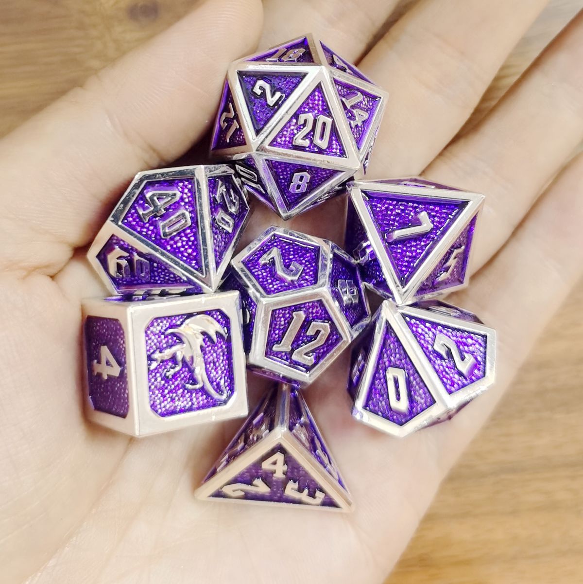 Draconis Silver With Purple Dice Set