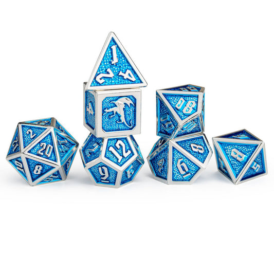 Draconis Silver With Blue Dice Set