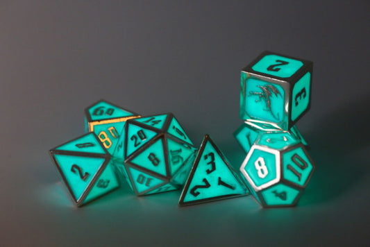 Draconis Silver With Glow In The Dark Dice Set
