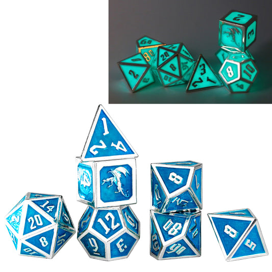 Draconis Silver With Glow In The Dark Dice Set