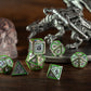 Hollow Wyvern RPG Dice Set Silver with Green/Blue