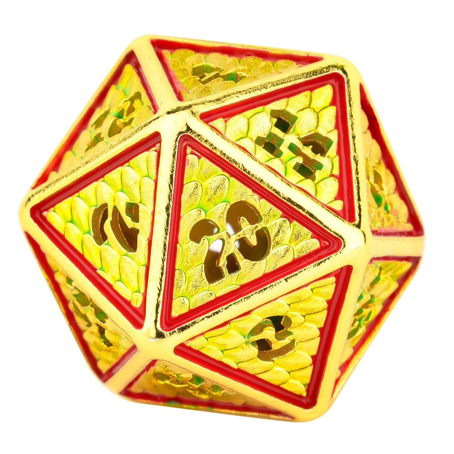 Hollow Wyvern single D20 Silver with Red/Green