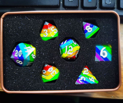 Pride Rainbow Metal Solid  Dice Set