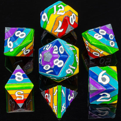 Pride Rainbow Metal Solid  Dice Set