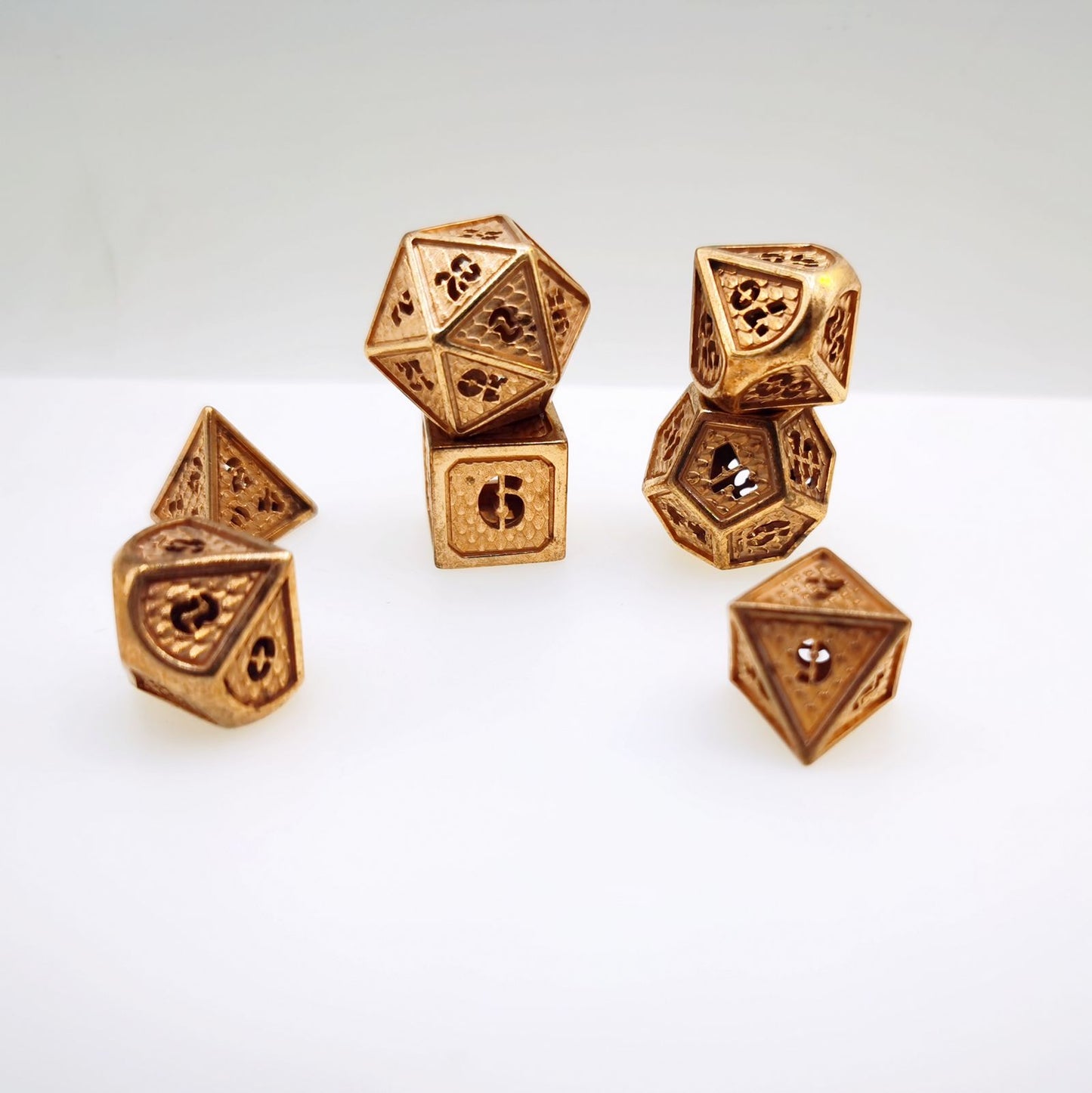 Hollow Pure Copper Wyvern RPG Dice Set