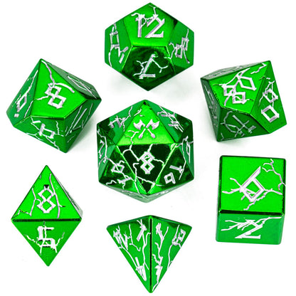 Barbarian Solid Metal Polyhedral Dice Set-Shiny Green w/Silver