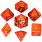 Metal Solid Barbarian Dice Set-Shiny Red w/Gold