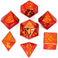 Barbarian Solid Metal Polyhedral Dice Set-Shiny Red w/Gold