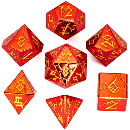 Barbarian Solid Metal Polyhedral Dice Set-Shiny Red w/Gold