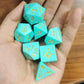 Metal Solid Barbarian Dice Set-Young Blue w/Gold
