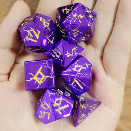 Barbarian Solid Metal Polyhedral Dice Set-Shiny Purple w/Gold