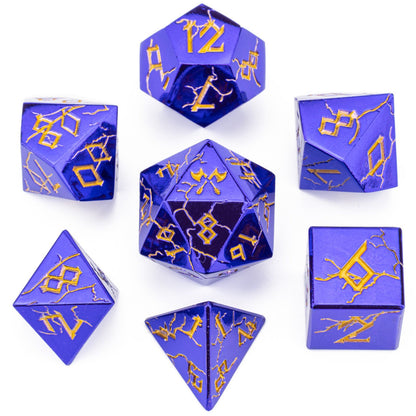Barbarian Solid Metal Polyhedral Dice Set-Shiny Purple w/Gold