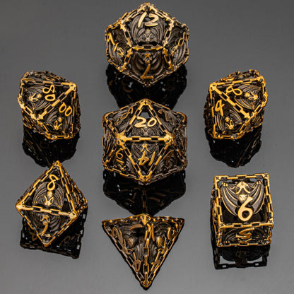 Ancient Gold Hollow Bat RPG Dice Set