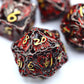 Hollow Metal Bat Polyhedral Dice Set-Gun Metal w/Blood