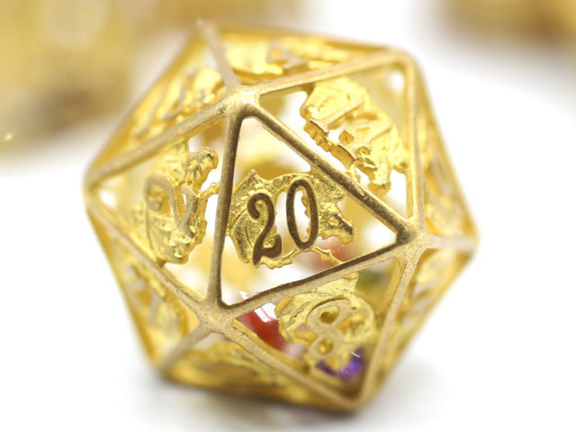 Hollow Dragon D20 filled with Gems