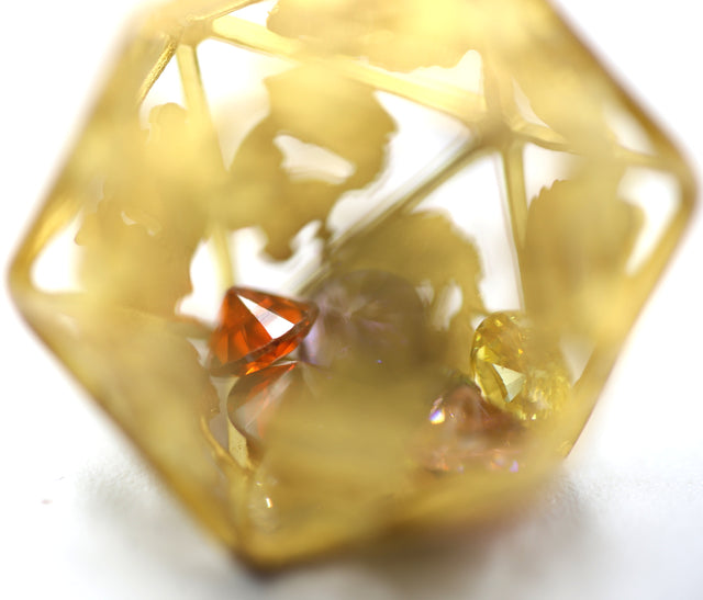 Matt Gold Hollow Dragon Dice Set Filled with Gems