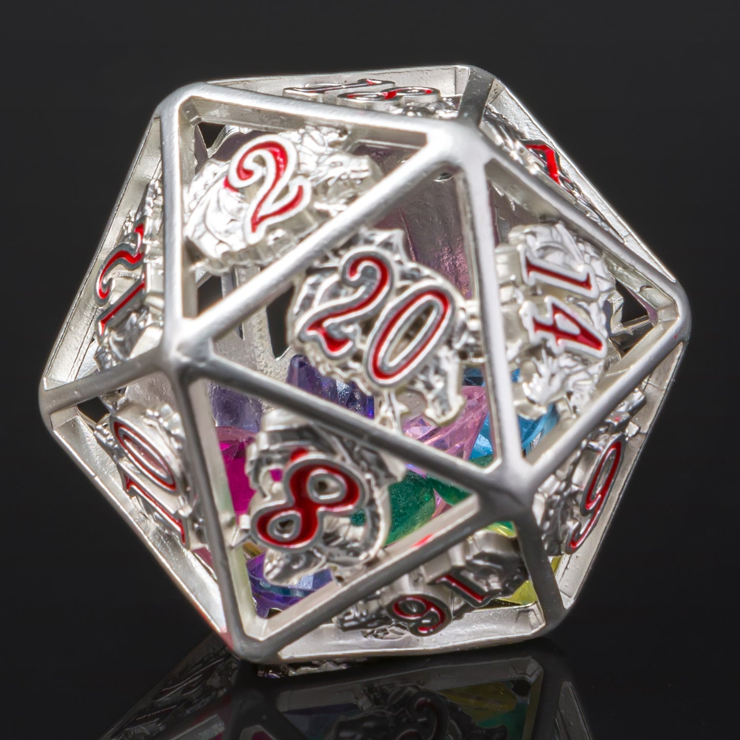 Hollow Dragon D20 filled with Gems