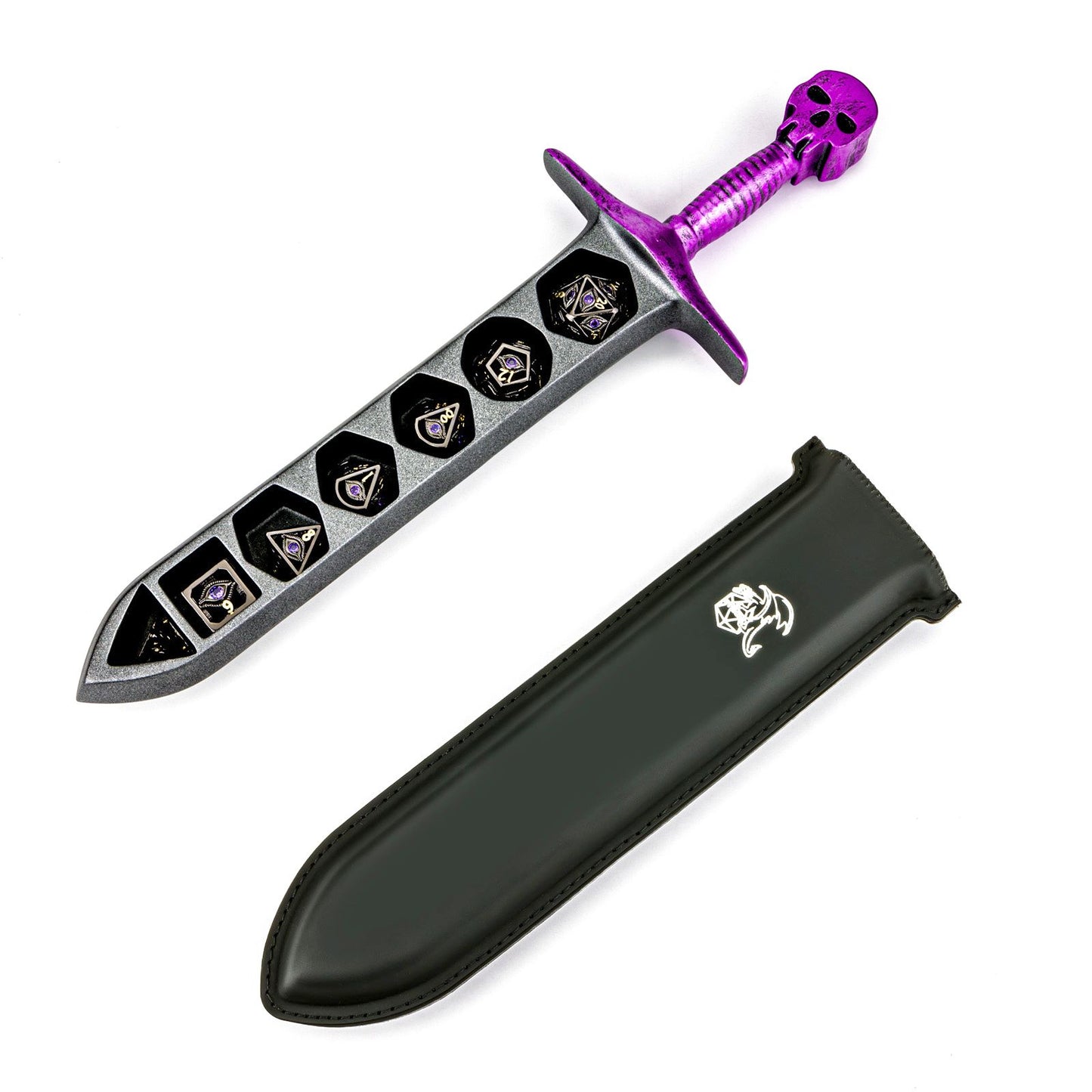 Grim Dagger Dice Case/Holder with sheath cover-Purple