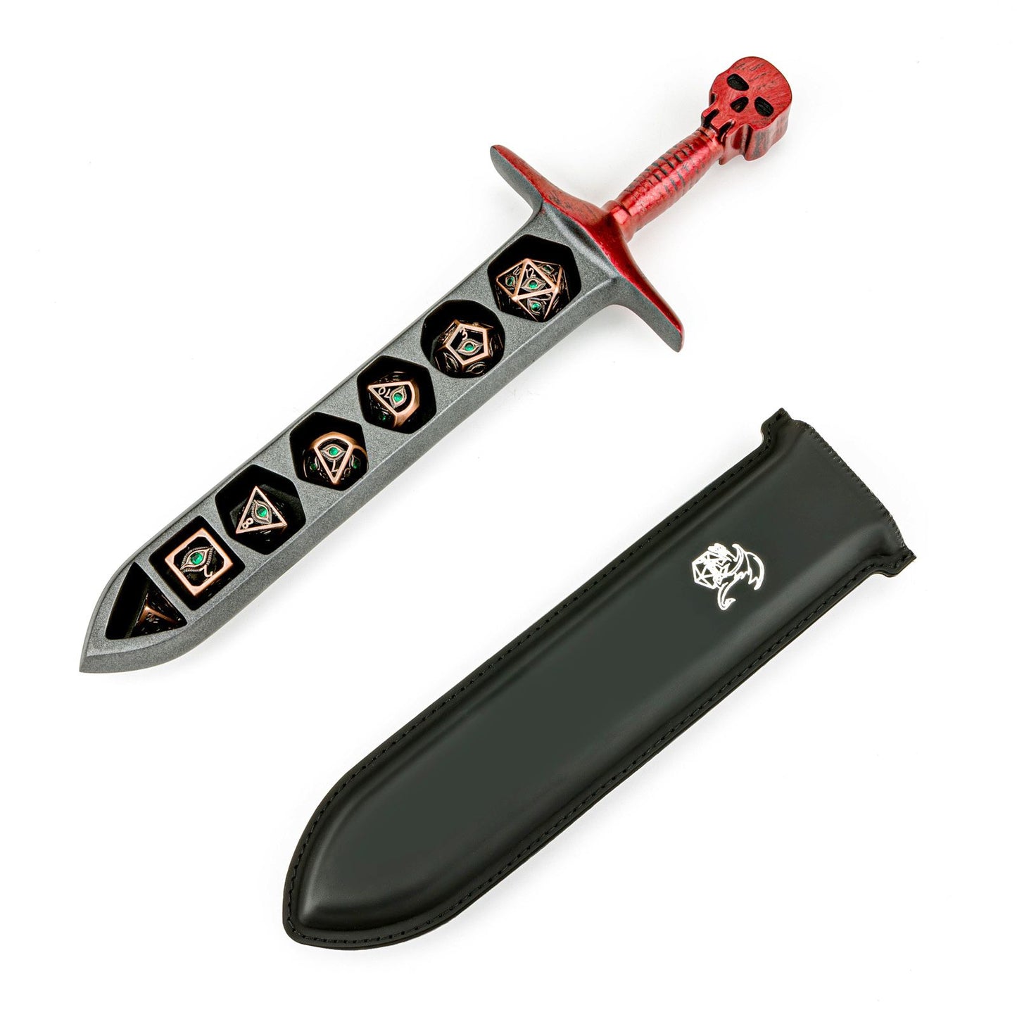 Grim Dagger Dice Case/Holder with sheath cover-Red