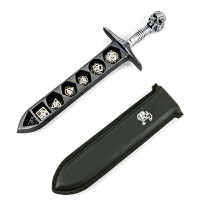 Grim Dagger Dice Case/Holder with sheath cover-Silver
