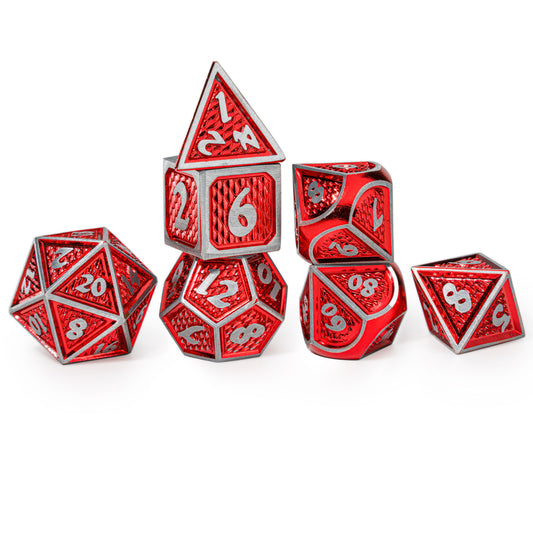 Behemoth Brushed Red Solid Metal Dice Set