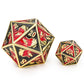45MM Solid Metal Dragon Chonk D20-Gold w/Red& Black