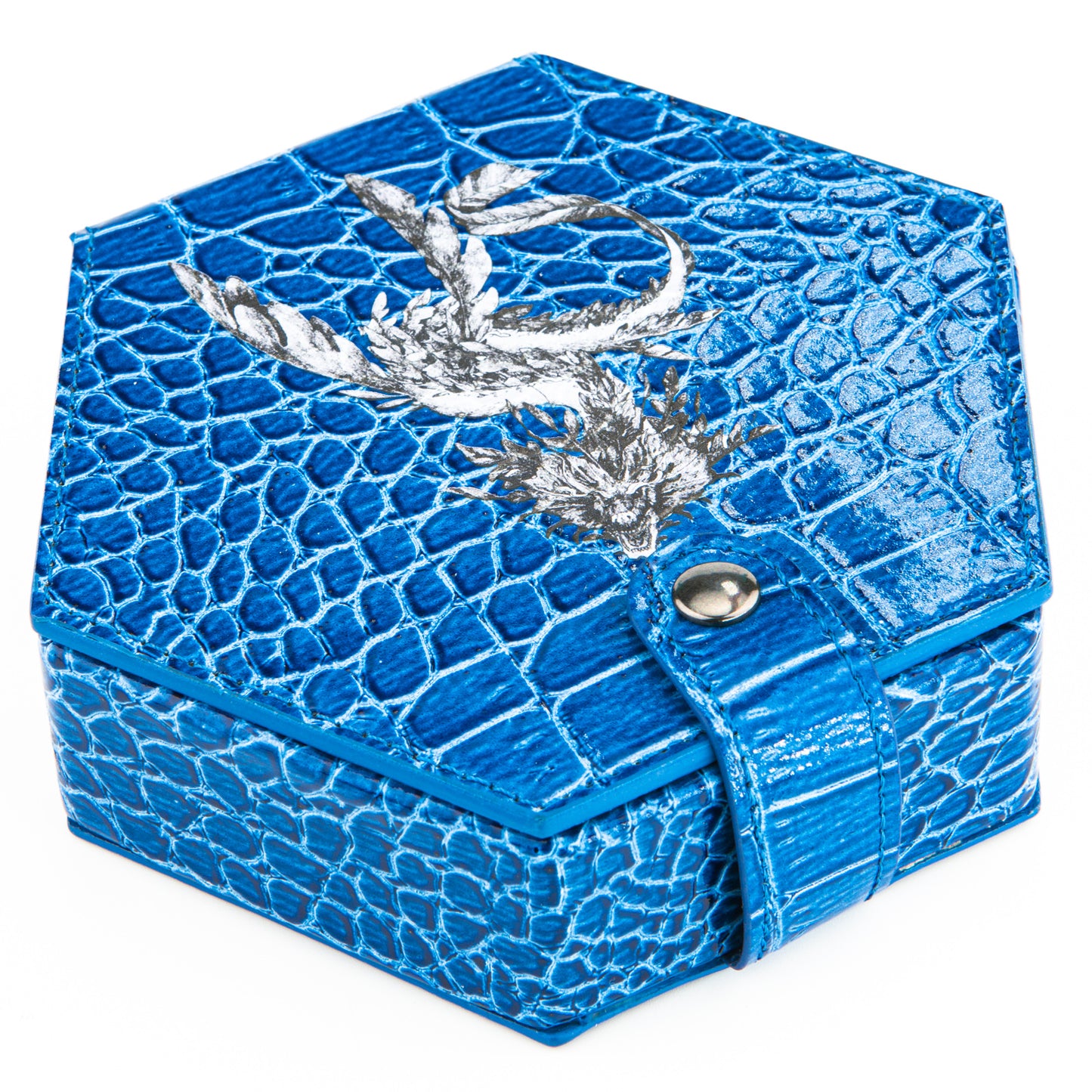 Leather Hexagonal Dice Box With Fine Arts-Wind Dragon