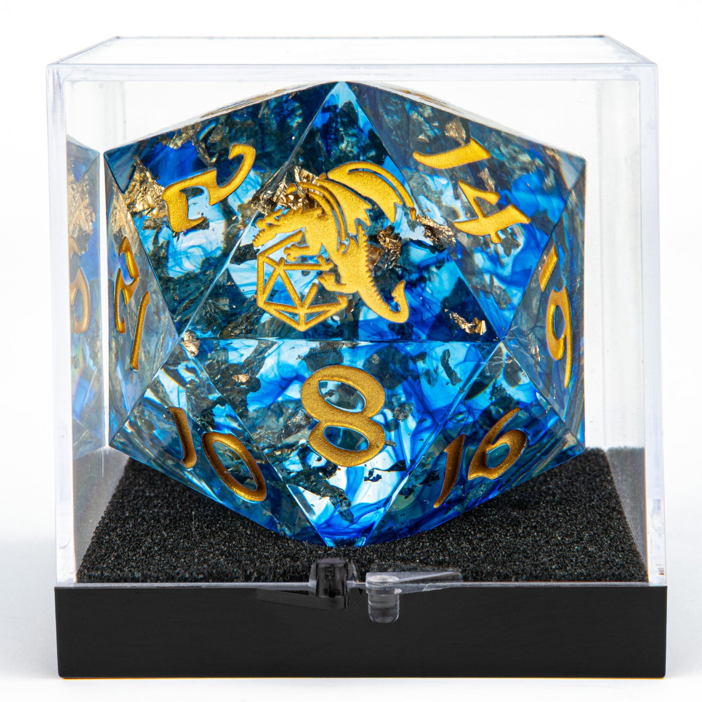 Sharp Edge Resin 55mm Chonk D20-Blue Swirl