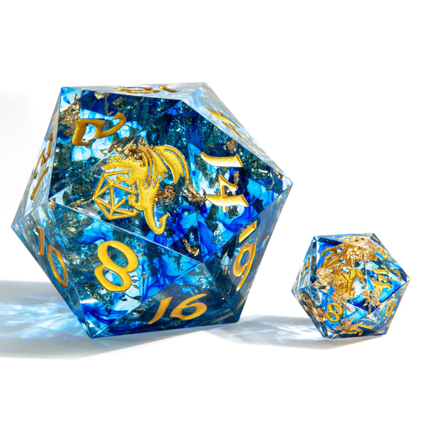 Sharp Edge Resin 55mm Chonk D20-Blue Swirl