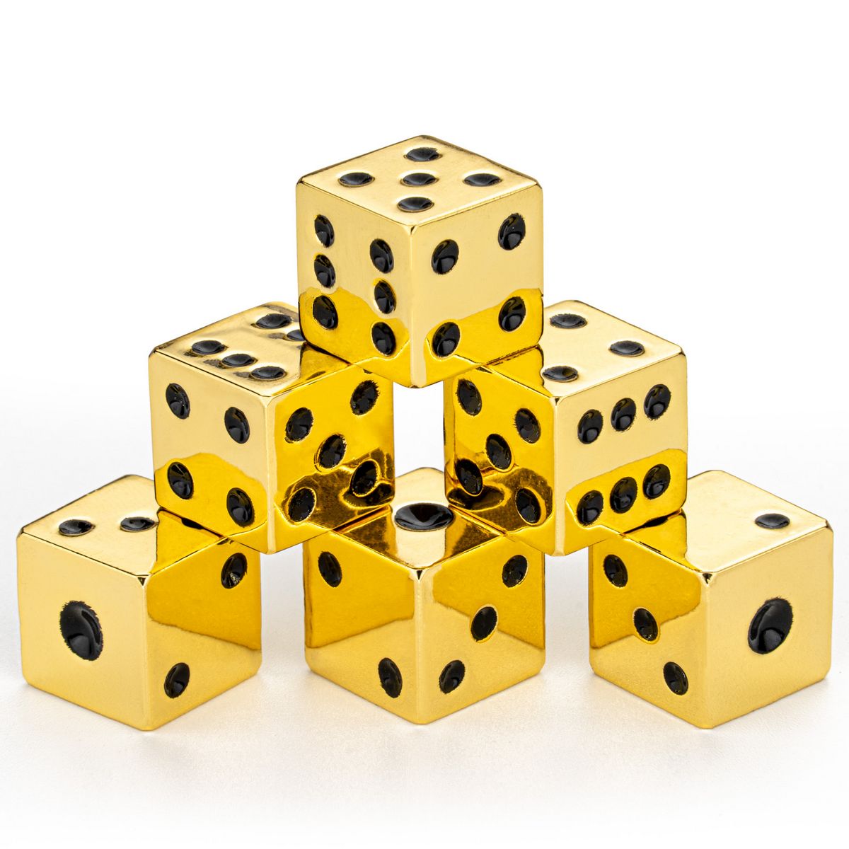 Classic dot Shiny Gold w/ Black Solid Metal Six D6 Dice Set