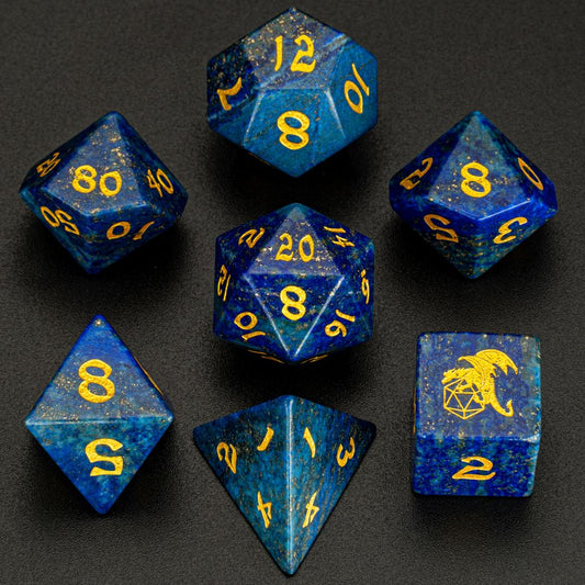 Natural Lapis Lazuli gemstone dice set for RPG collections