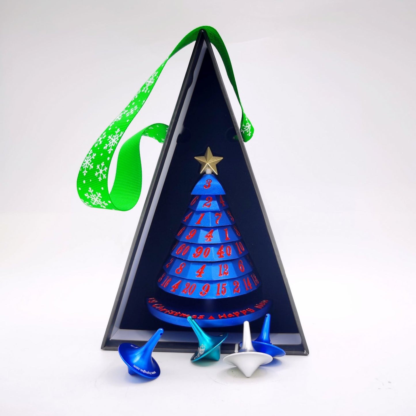 Metal Christmas Tree 7 Dice Set-Brite Blue